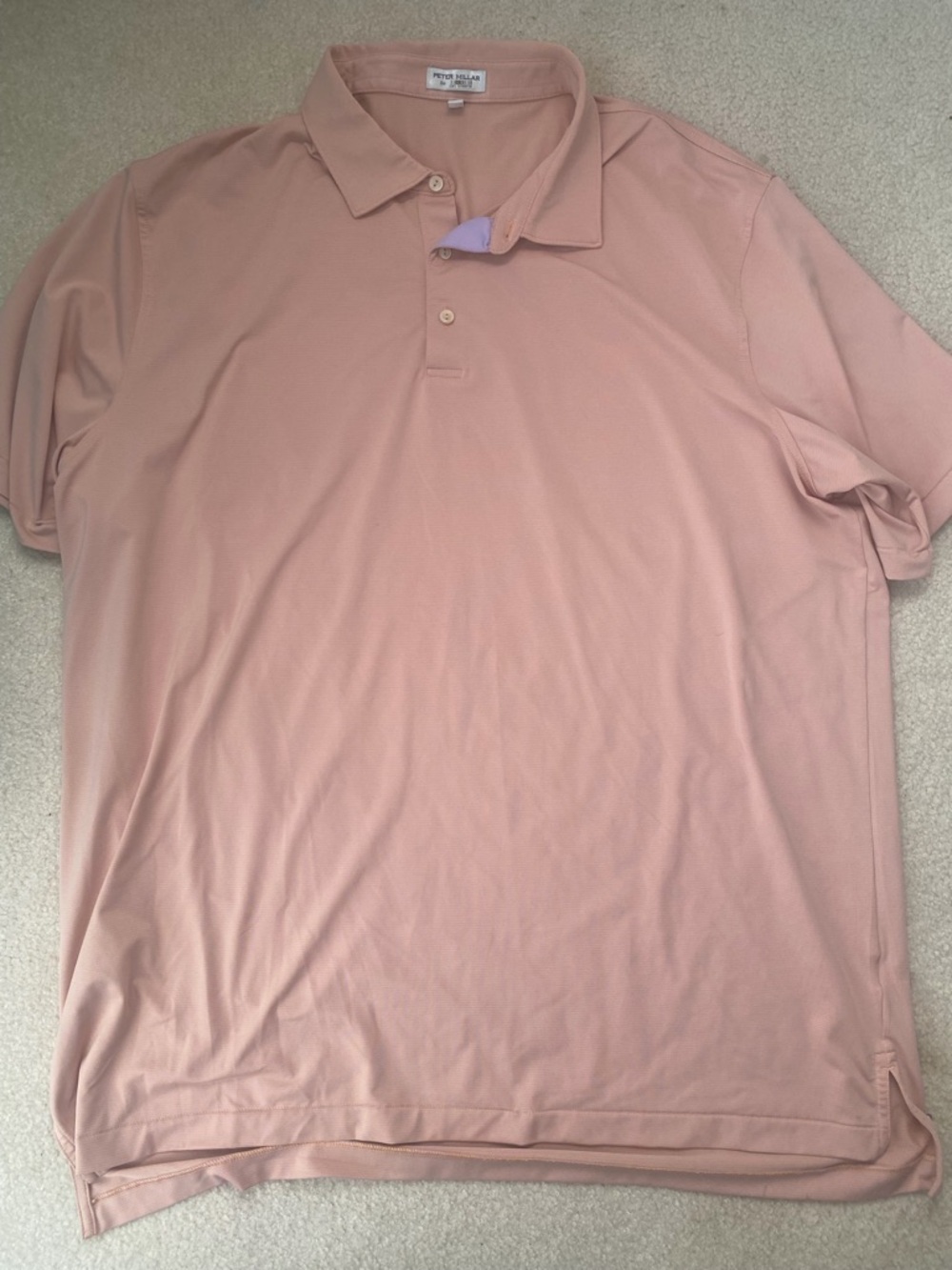 Peter Millar Summer Comfort orange & lavender stripe Short-Sleeve Polo VGUC XXL